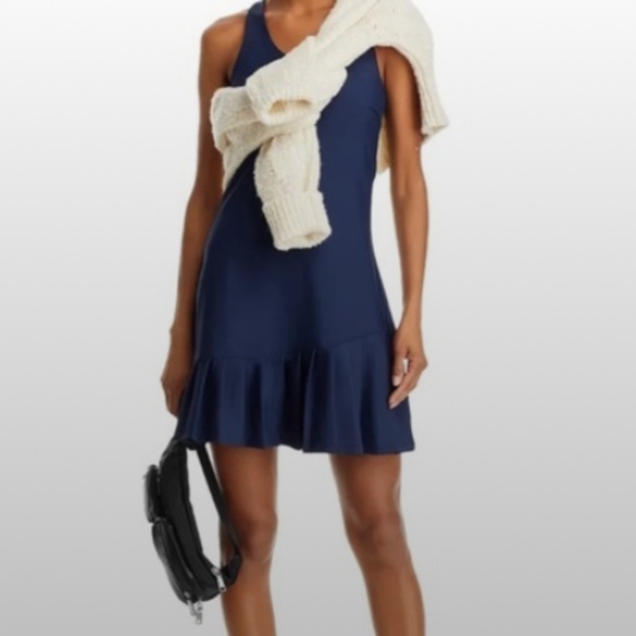 Aqua Athletics Pleat Front Athleisure Dress Navy M - Picture 1 of 3